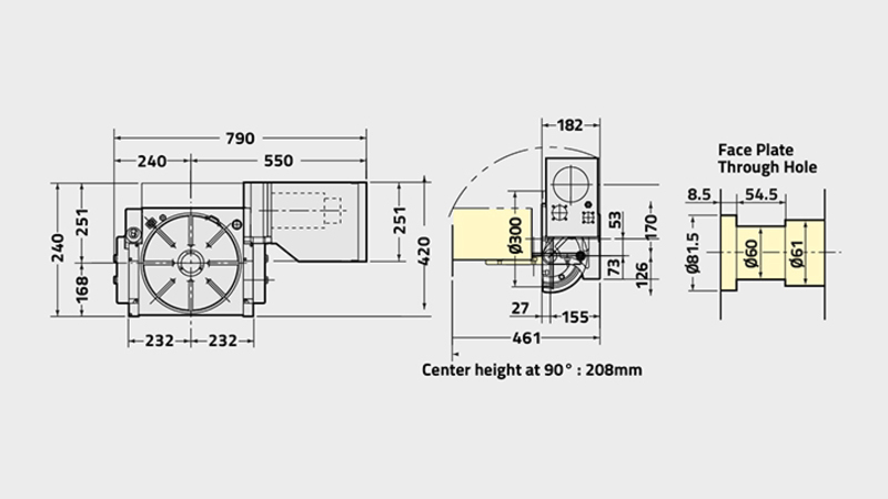 NST300 Rotary Table Technical Diagram 