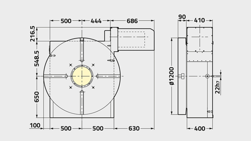 CNC1201 Rotary Table Technical Diagram