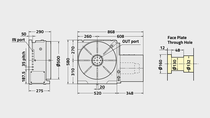 CNC(Z)501 Rotary Table Technical Diagram 